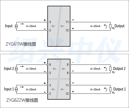 無源信號隔離器接線圖
